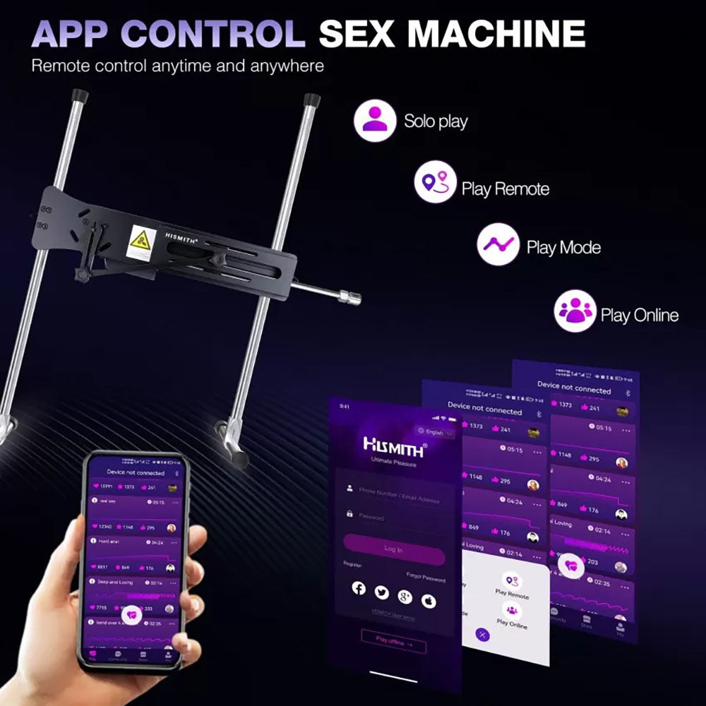 Hismith Premium Special Edition Sex Machine - Black Mains Powered Sex Machine with App Control and Remote - HS39-APP