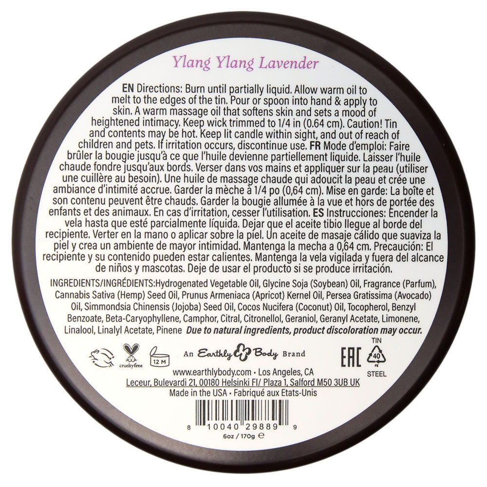 EB Aphrodisiac Massage Candle - Ylang Ylang Lavender - Ylang Ylang Lavender Scented Massage Can