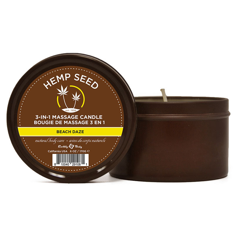 Hemp Seed 3-In-1 Massage Candle - Beach Daze (Coconut & Pineapple) Scented - 170 g-HSC045