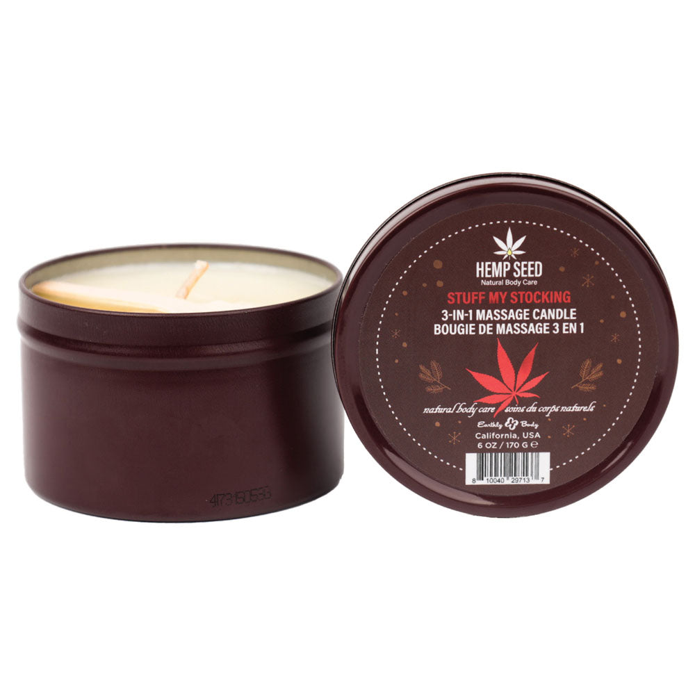 Hemp Seed 3-In-1 Massage Candle - Stuff My Stocking - Pomegranate