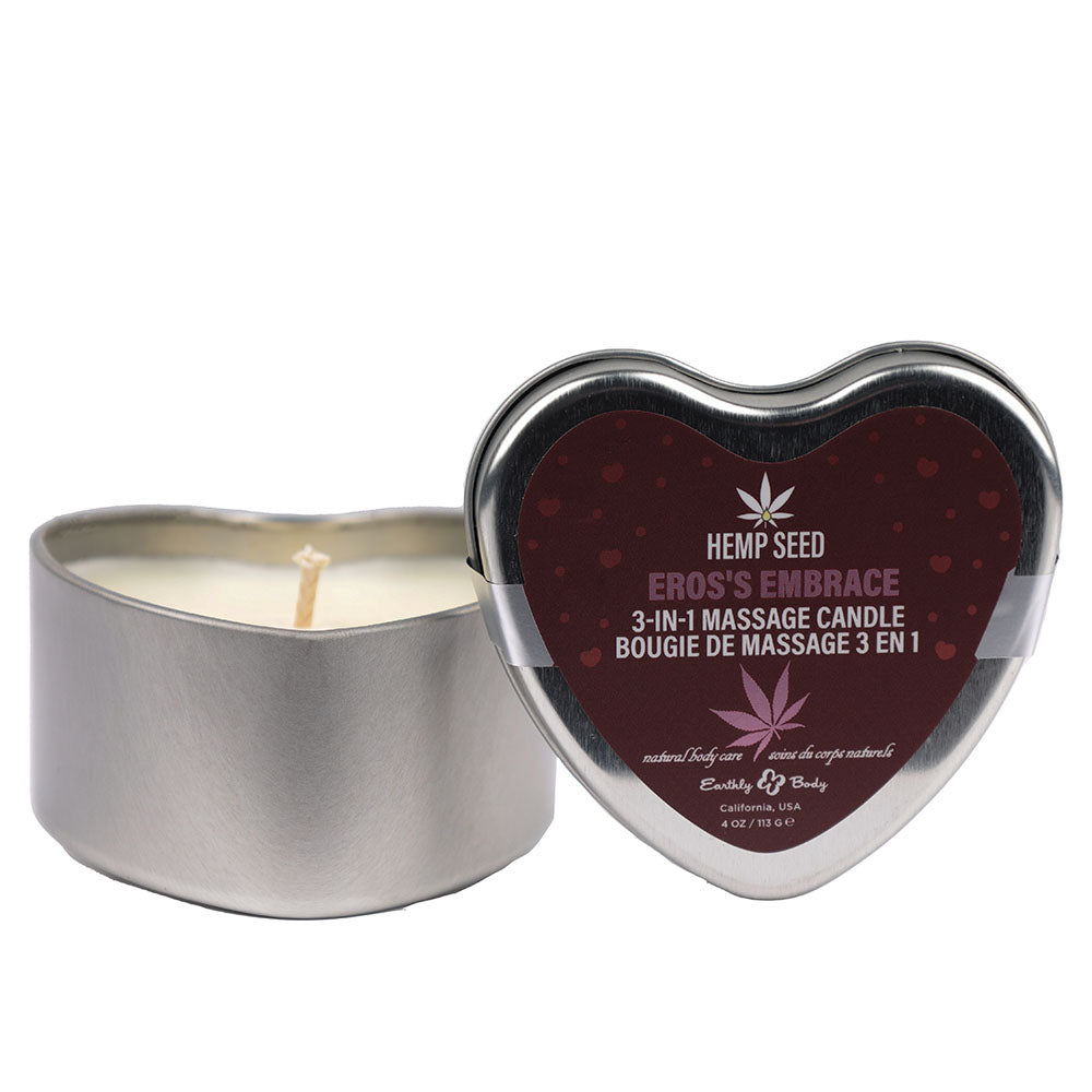 EB Hemp Seed 3 in 1 Massage Heart Candle - Eros Embrace - Eros Embrace (Fuji Apple