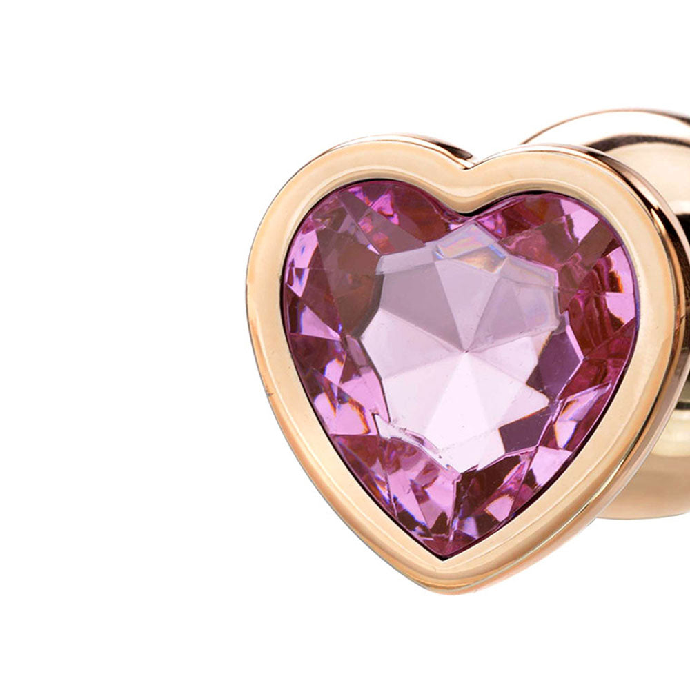 Adam & Eve ROSE GOLD HEART GEM ANAL TRAINING SET - Rose Gold Metal Anal Plugs with Pink Gem Bases - Set of 3 Sizes-I481 3100