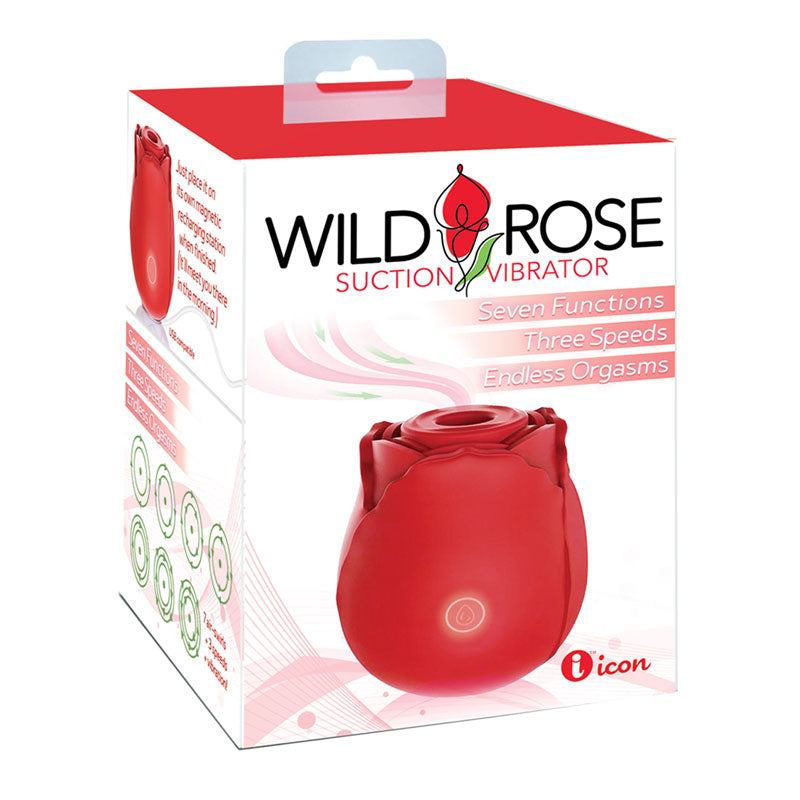 Wild Rose Suction Vibrator - Red USB Rechargeable Air Pulse Stimulator-IC1700