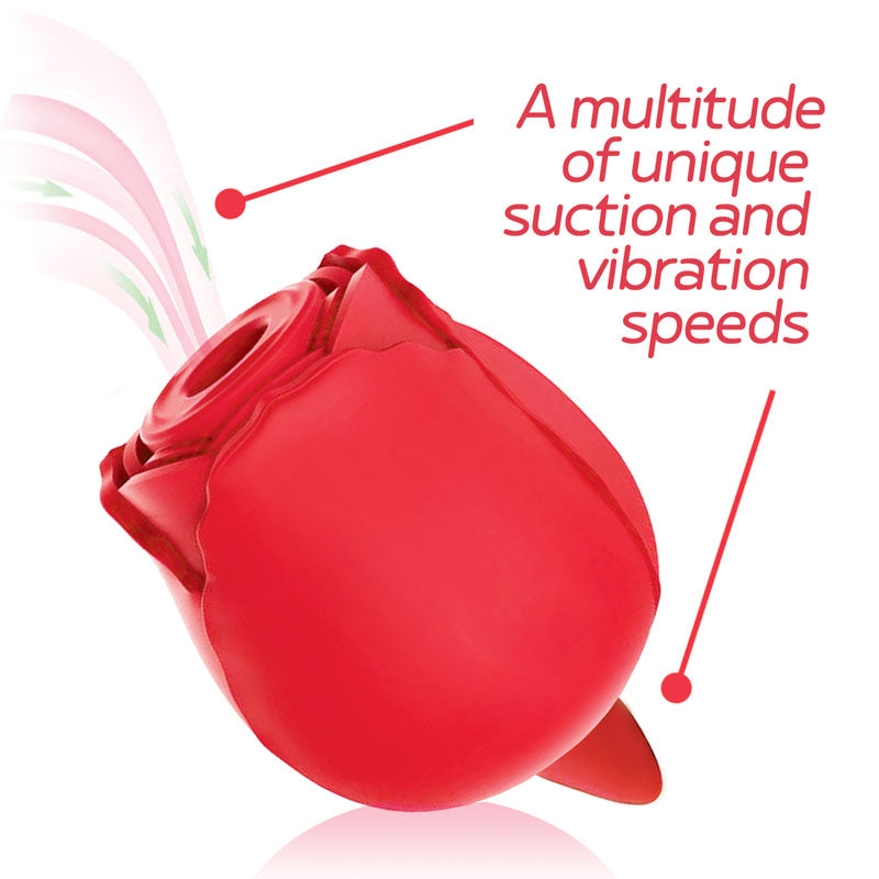 Wild Rose Sucking & Licking - Red USB Rechargeable Air Pulse & Flicking Stimulator-IC1701