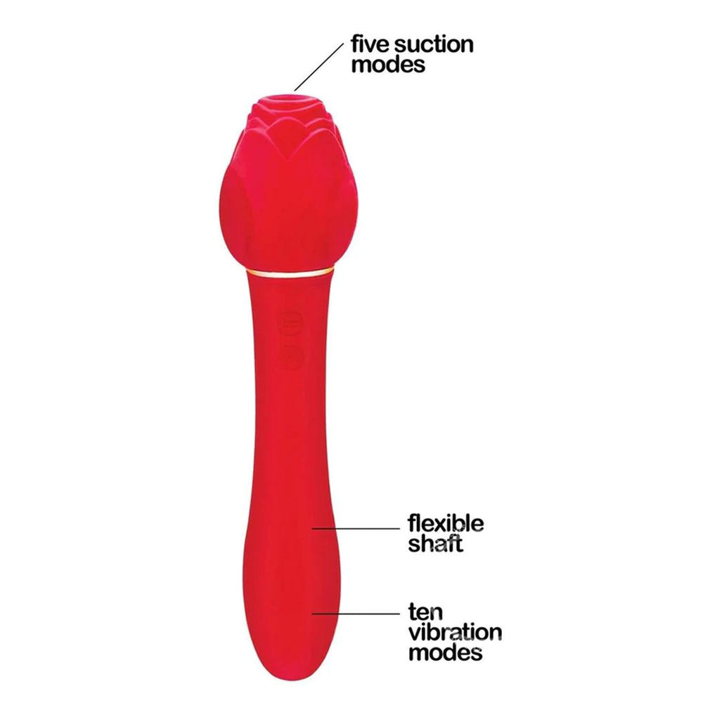 Wild Rose Suction Vibrator - Red USB Rechargeable Air Pulse Stimulator and Vibrator-IC1706