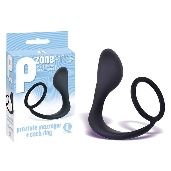 The 9s P-Zone Cock Ring - Black Anal Plug with Cock Ring-IC2655-2