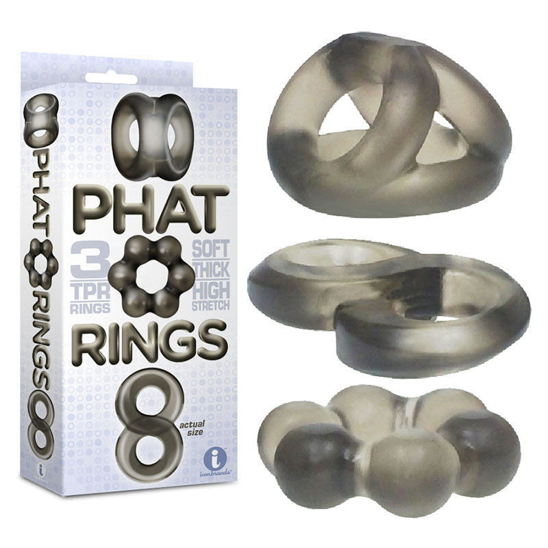 The 9s Phat Rings - Smoke Cock Rings - Set of 3-IC2673-2