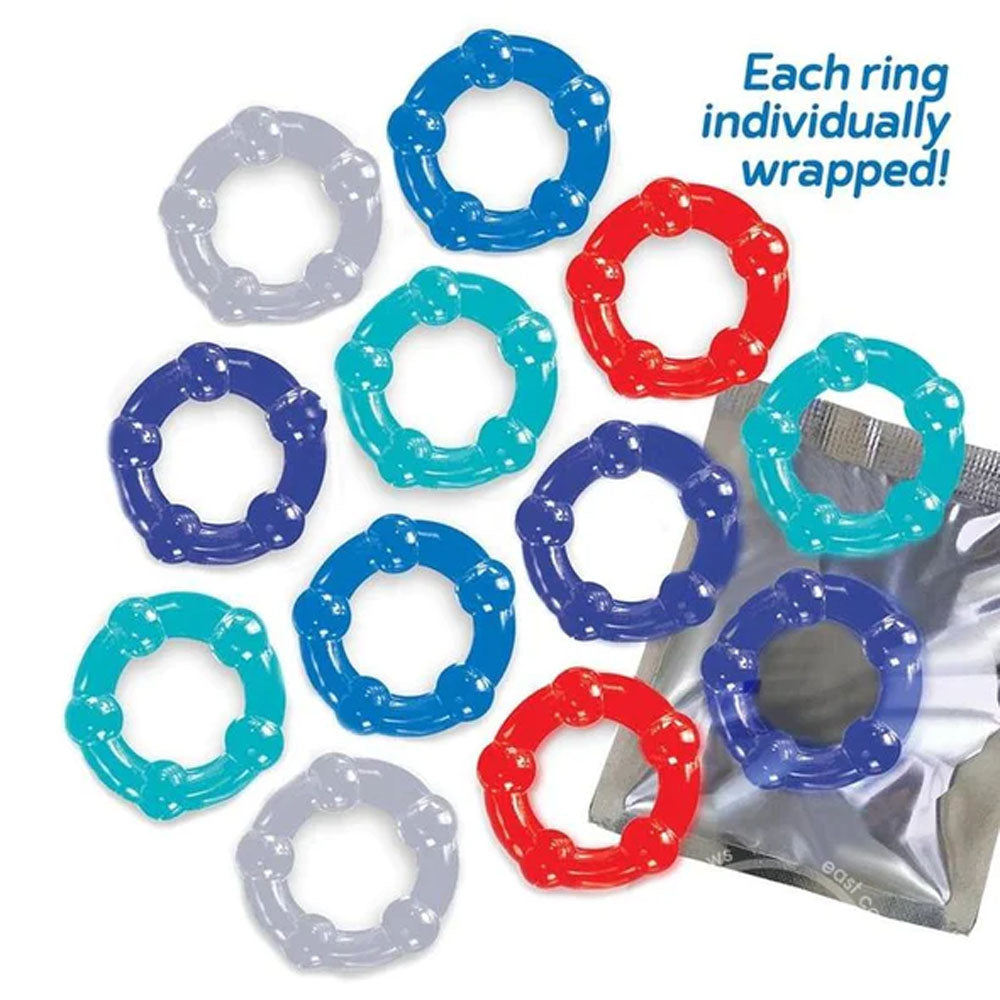 Ballers Dozen - Beaded - Individually Wrapped Cock Rings - Pack of 12-IC2698