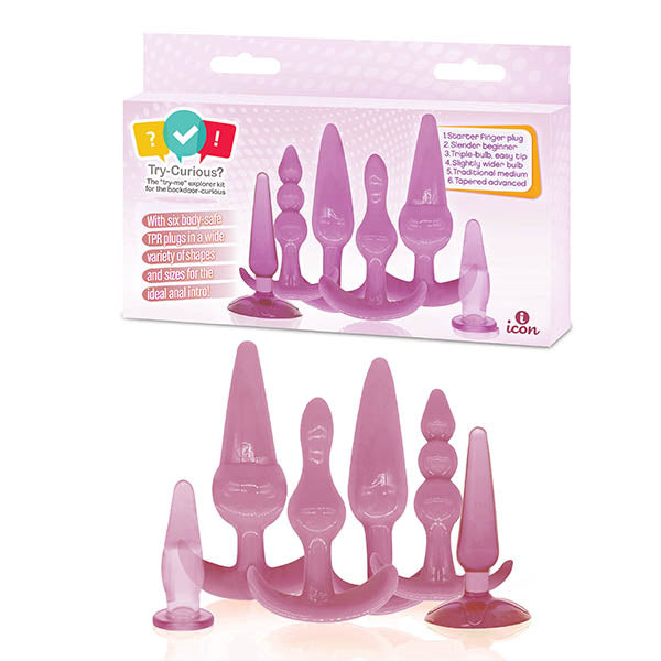 Try-Curious Anal Plug Kit - Pink Anal Kit - Set of 6-IC8011-2