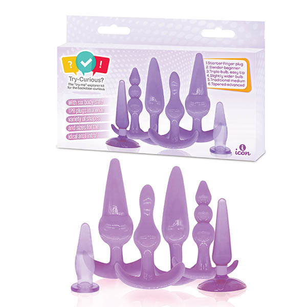 Try-Curious Anal Plug Kit - Purple Anal Kit - Set of 6-IC8012-2