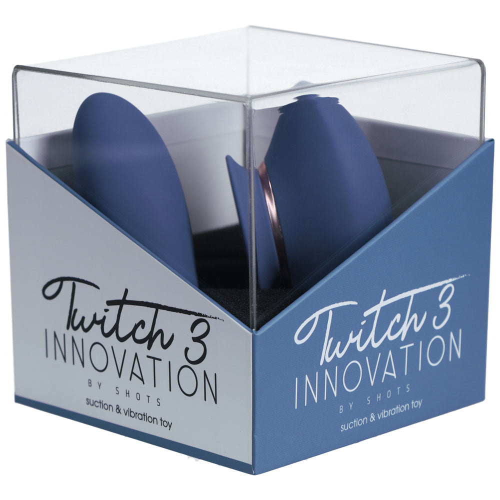 Twitch 3 - Blue/Grey - Blue/Grey USB Rechargeable Suction Vibrator-INN003BLU