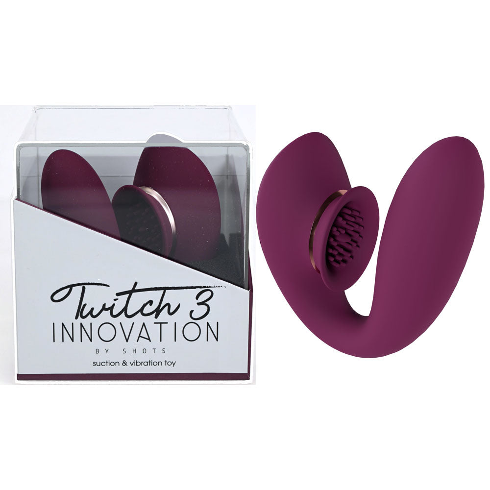 Twitch 3 - Burgundy - Burgundy USB Rechargeable Suction Vibrator-INN003BUR