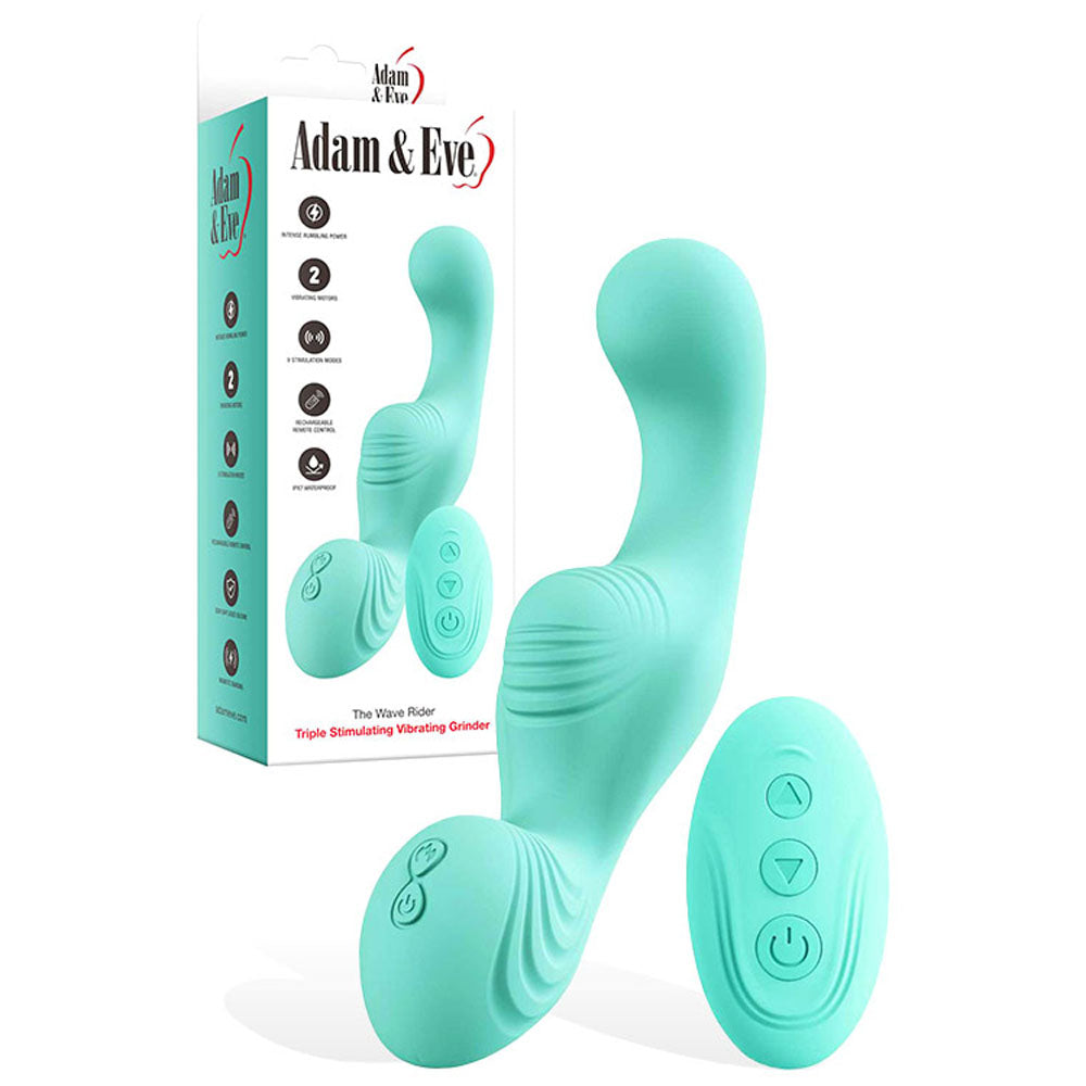 Adam & Eve THE WAVE RIDER - Teal USB Rechargeable Triple Stimulating Grinder Pad with Remote Control-J267 4500