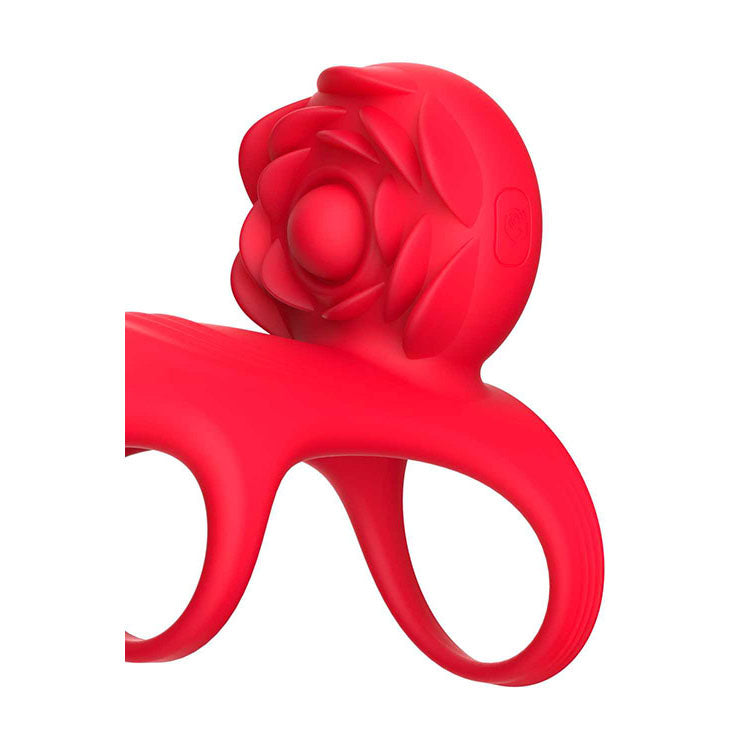 Adam & Eve VIBRATING ROSE COUPLES CAGE - Red USB Rechargeable Vibrating Penis Cage with Wireless Remote - J929 6000