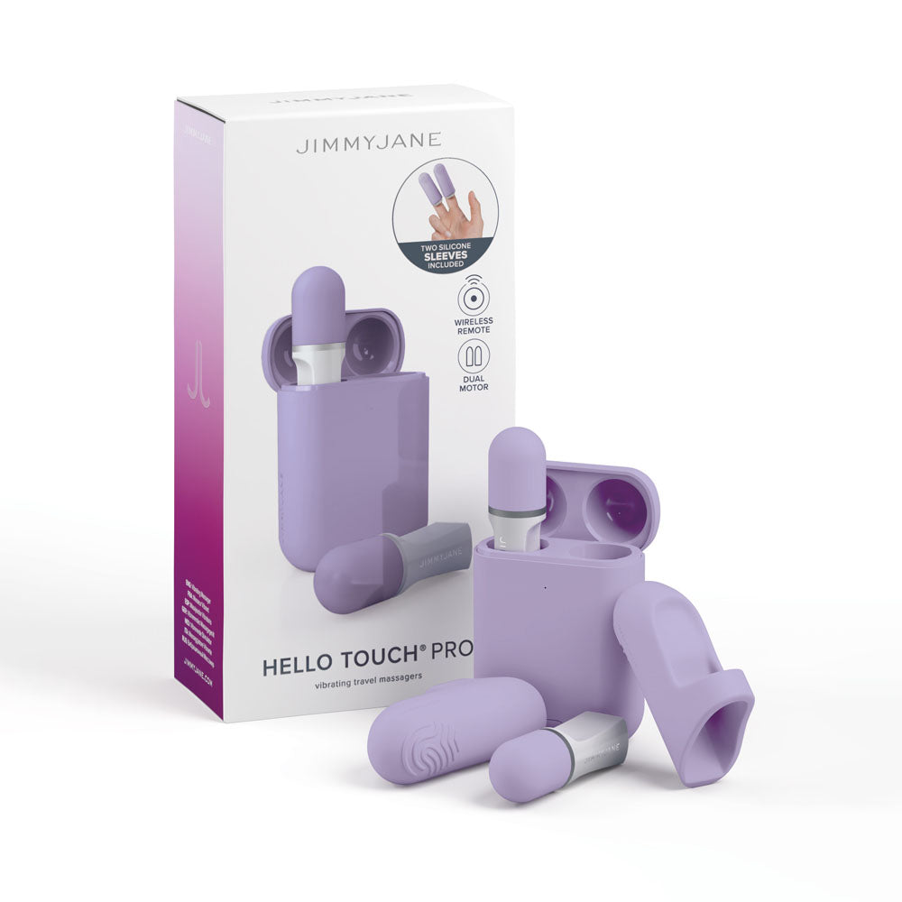 JimmyJane Hello Touch Pro - Purple Vibrating Finger Stimulators with Charging Pod-JJ10525