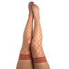 Kixies CLAUDIA Large Diamond Red Fishnet Thigh Highs - Red - Size C-KX1327C