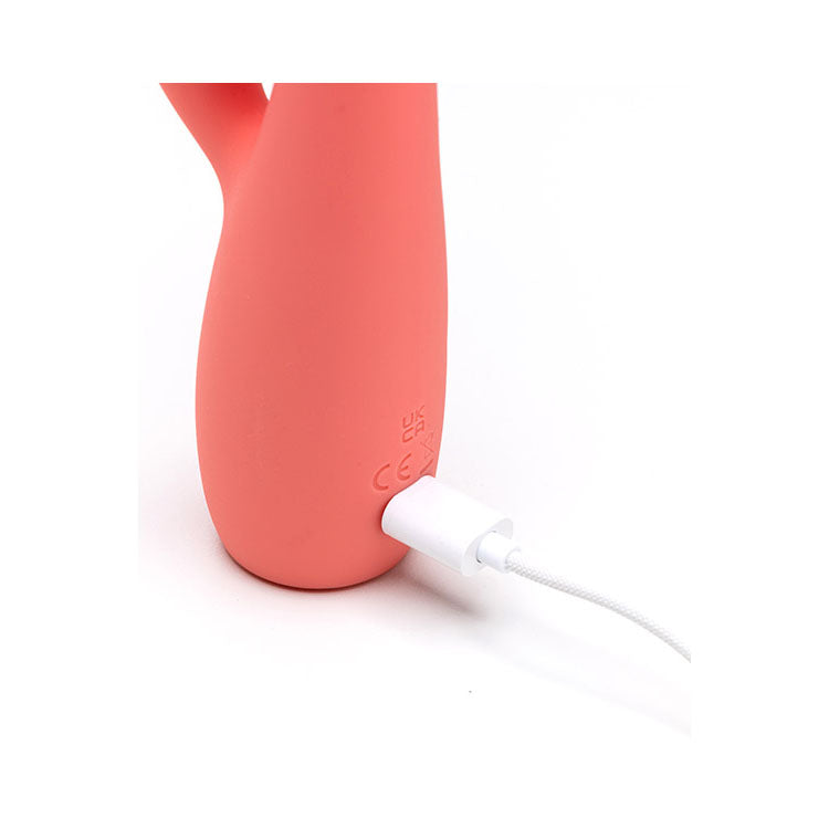 Adam & Eve GROOVY GLOW-UPS Curvie - Pink 17.8 cm USB Rechargeable Rabbit Vibrator - L182 0900