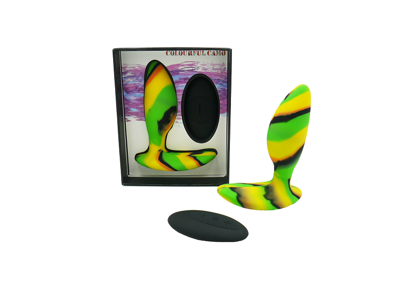 Colourful Camo IDYLIC Remote Control Butt Plug Yellow-LA-2019-5Y
