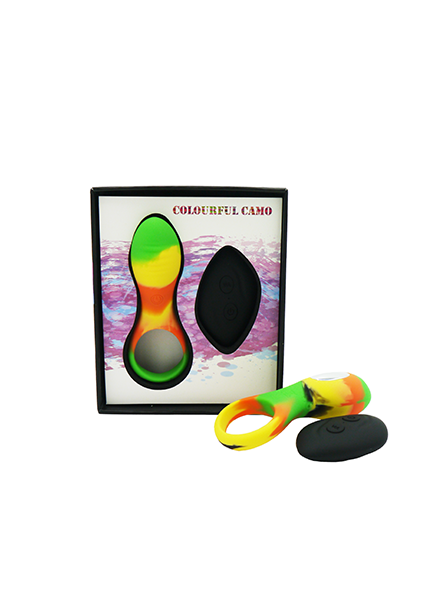Colourful Camo Bravo Remote Control Cock Ring Yellow-LA-500928Y