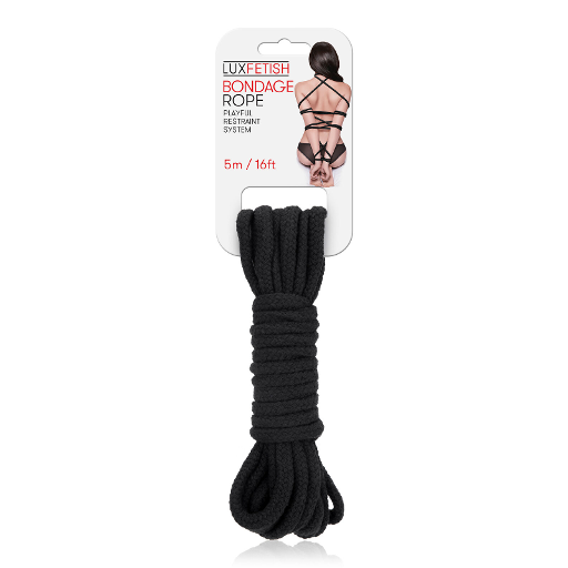 Lux Fetish BONDAGE ROPE 5M - BLACK-LF5105BLK