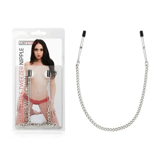 Lux Fetish Adjustable Tweezer Nipple Clips With Chain-LF5211