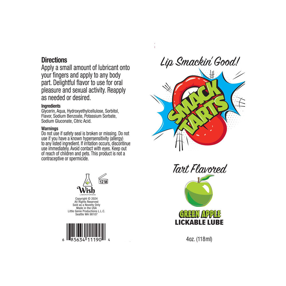 Smack Tarts - Sour Green Apple - Sour Green Apple Flavoured Lubricant - 120 ml Tube-LGBT.422