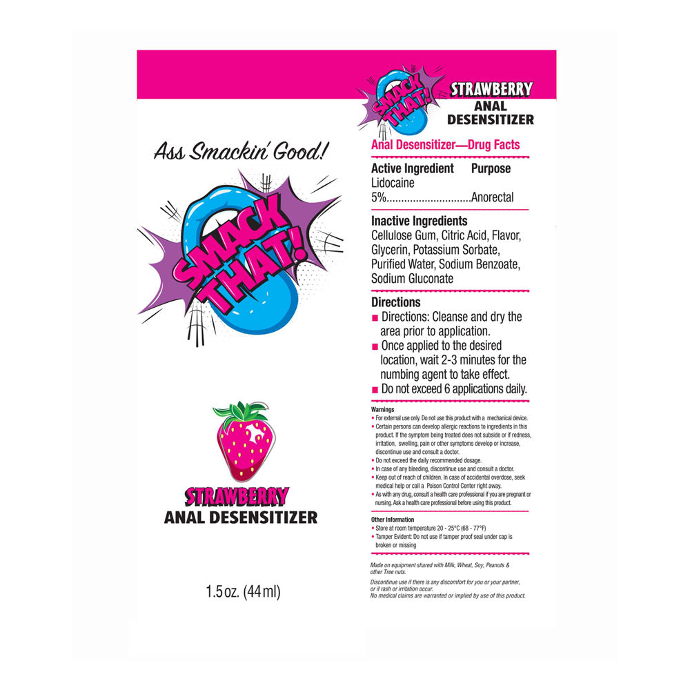 Smack That! Anal Desensitiser - Strawberry - Strawberry Flavoured Anal Desensitiser - 44 ml Tube-LGBT.433