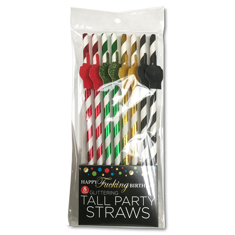 Happy Fucking Birthday Tall Party Straws - Party Straws - 8 Pack-LGCP.1076