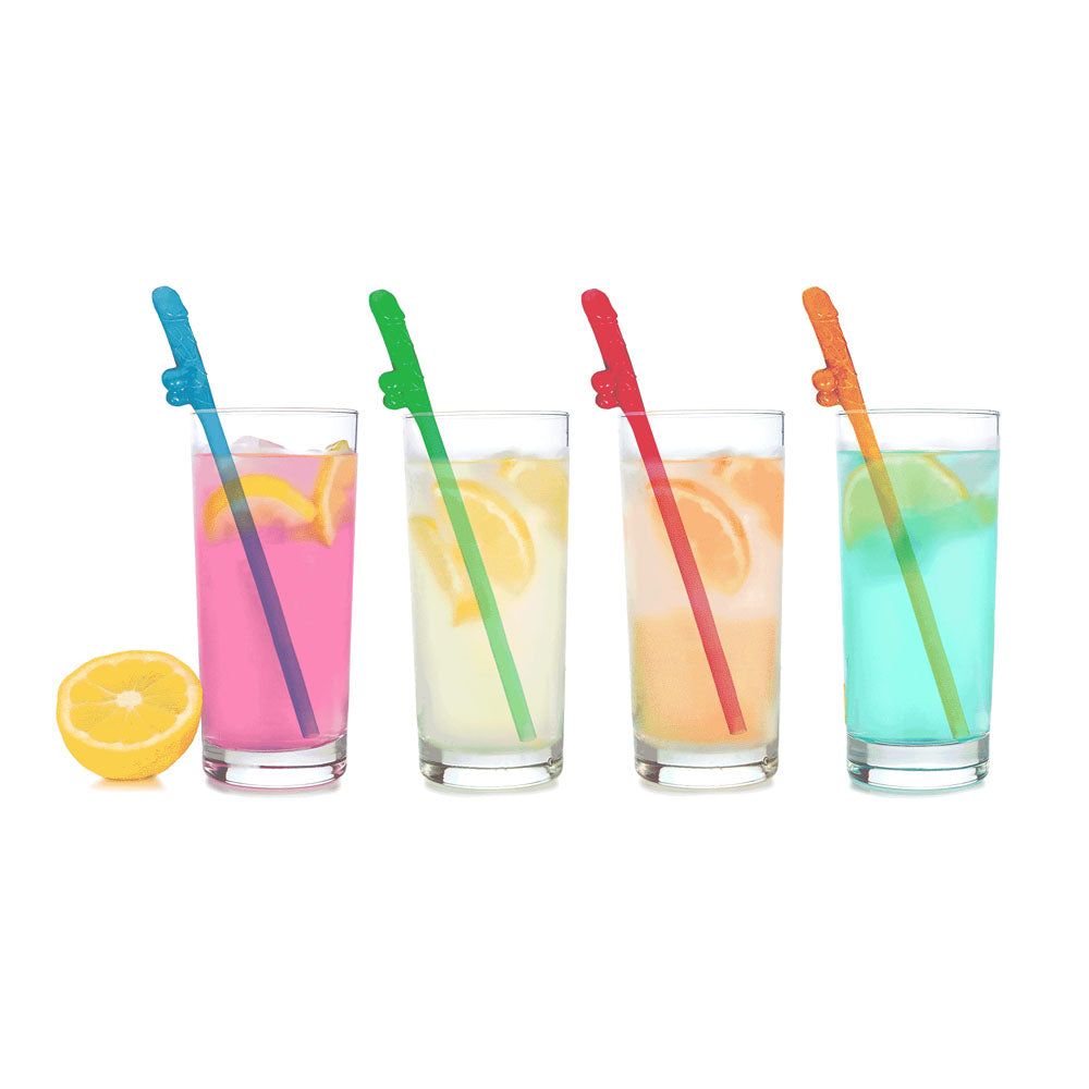 Super Fun Penis Party Straws - Coloured - Multi Coloured Dicky Straws - 8 Pack-LGCP.1111