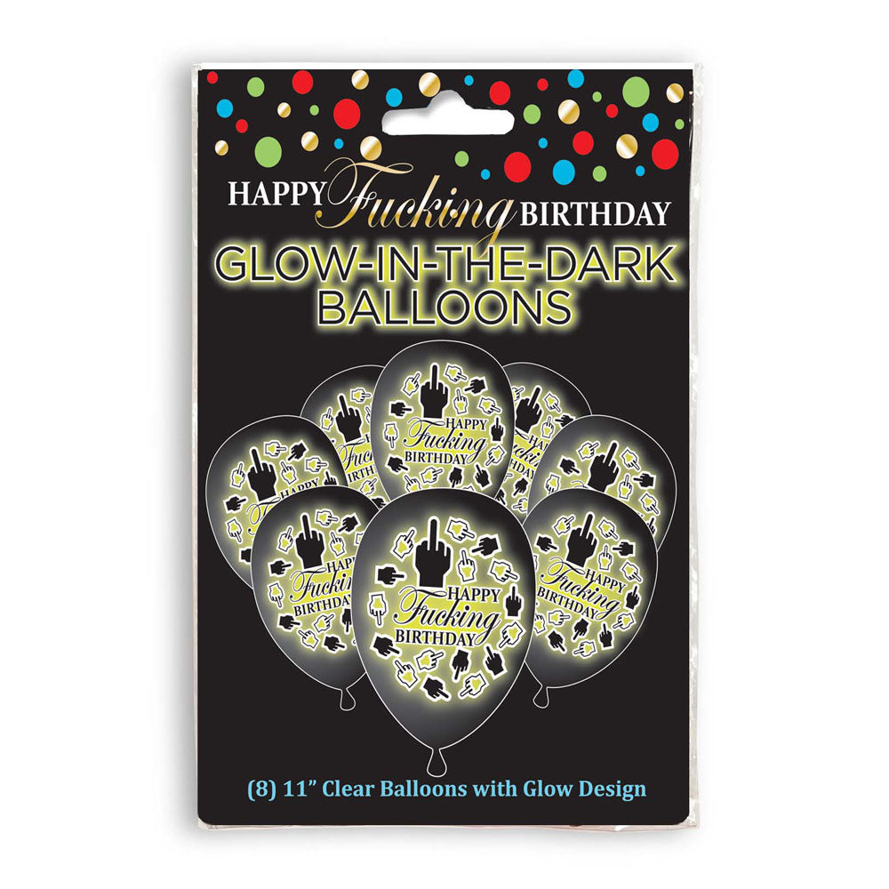 Happy Fucking Birthday Glow In The Dark Balloons - Novelty Birthday Balloons - 8 Pack-LGCP.1146