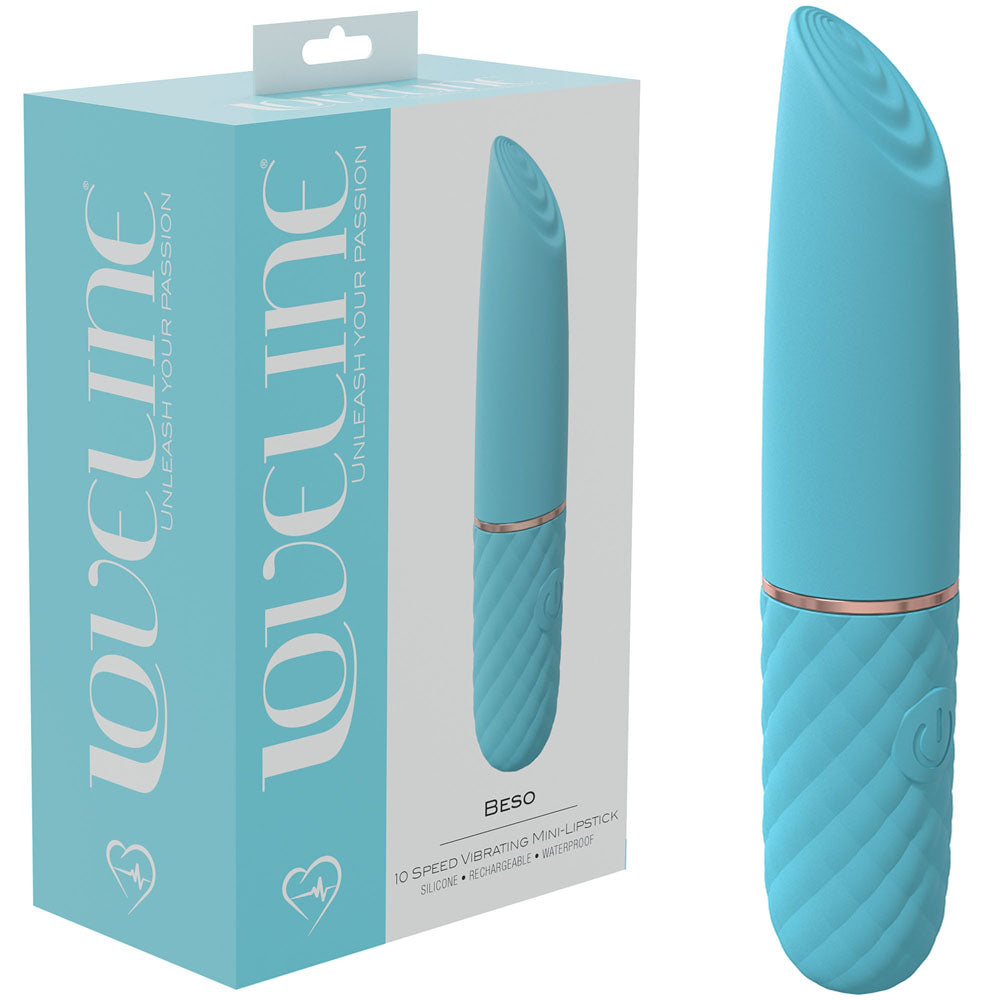 LOVELINE Beso - Blue - Blue 10.6 cm USB Rechargeable Mini Lipstick Vibrator-LOVU006BLU