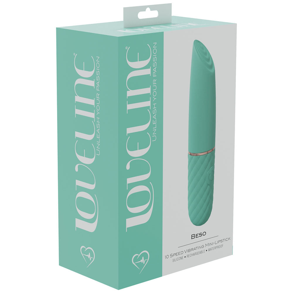 LOVELINE Beso - Green - Green 10.6 cm USB Rechargeable Mini Lipstick Vibrator-LOVU006GRN