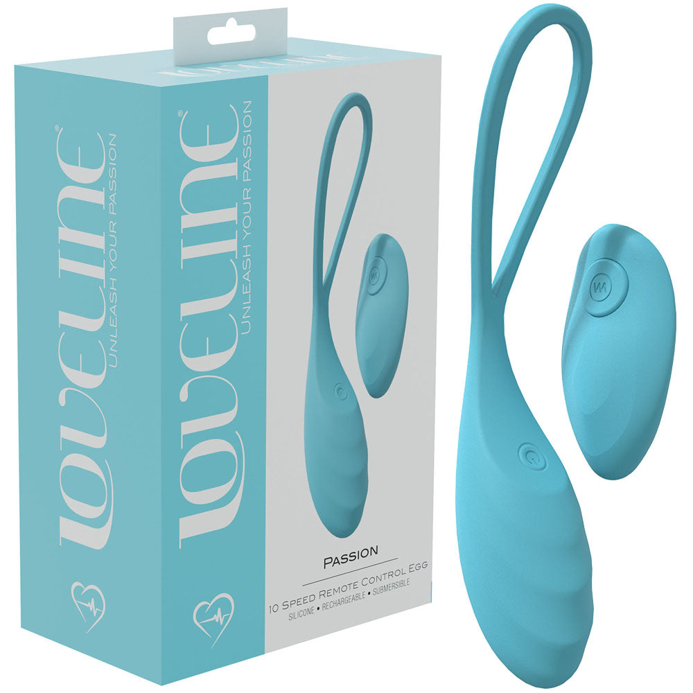 LOVELINE Passion - Blue - Blue USB Rechargeable Vibrating Egg with Wireless Remote-LOVU014BLU