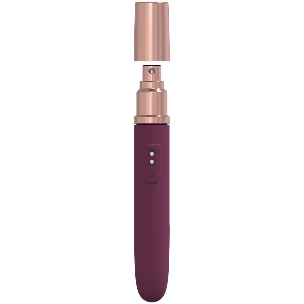 LOVELINE The Traveler - Burgundy - Burgundy 17.6 cm USB Rechargeable Vibrator with Lube Applicator-LOVU015BUR