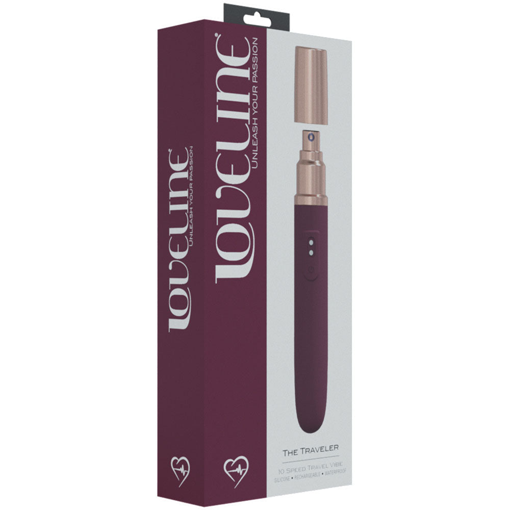 LOVELINE The Traveler - Burgundy - Burgundy 17.6 cm USB Rechargeable Vibrator with Lube Applicator-LOVU015BUR