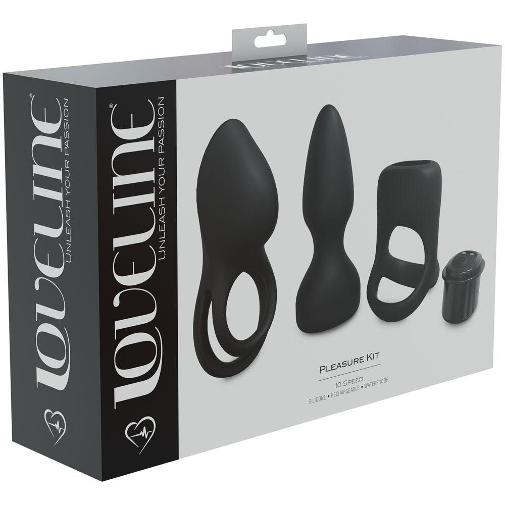 LOVELINE Pleasure Kit - Black - Black USB Rechargeable Male Kit - 3 Piece Set-LOVU017BLK