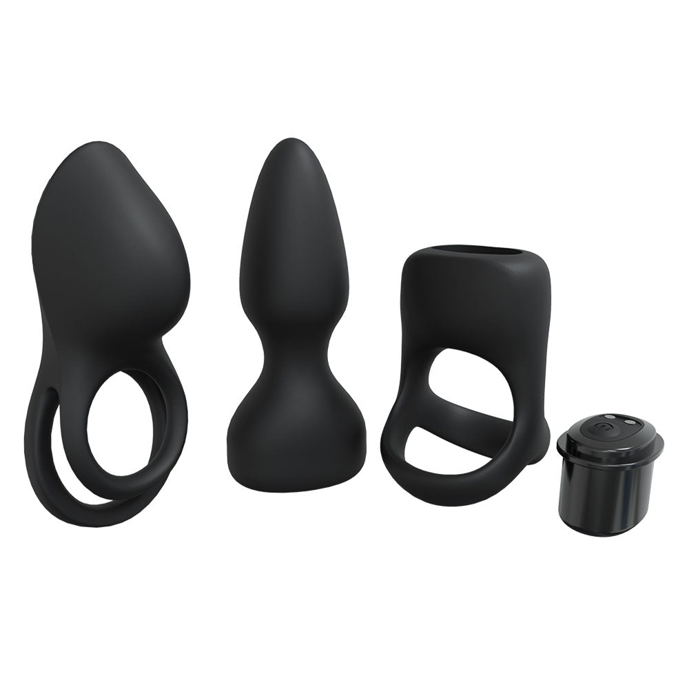 LOVELINE Pleasure Kit - Black - Black USB Rechargeable Male Kit - 3 Piece Set-LOVU017BLK