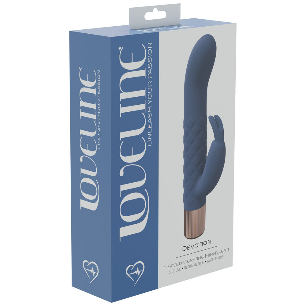 LOVELINE Devotion - Blue - Blue 14.2 cm USB Rechargeable Rabbit Vibrator-LOVU019BLU