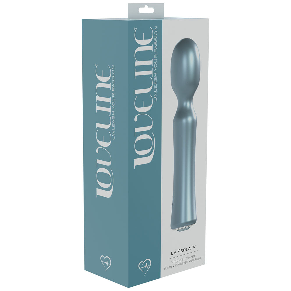 LOVELINE La Perla IV - Blue - Pearlescent Blue 19.2 cm USB Rechargeable Massage Wand-LOVU026PBLU