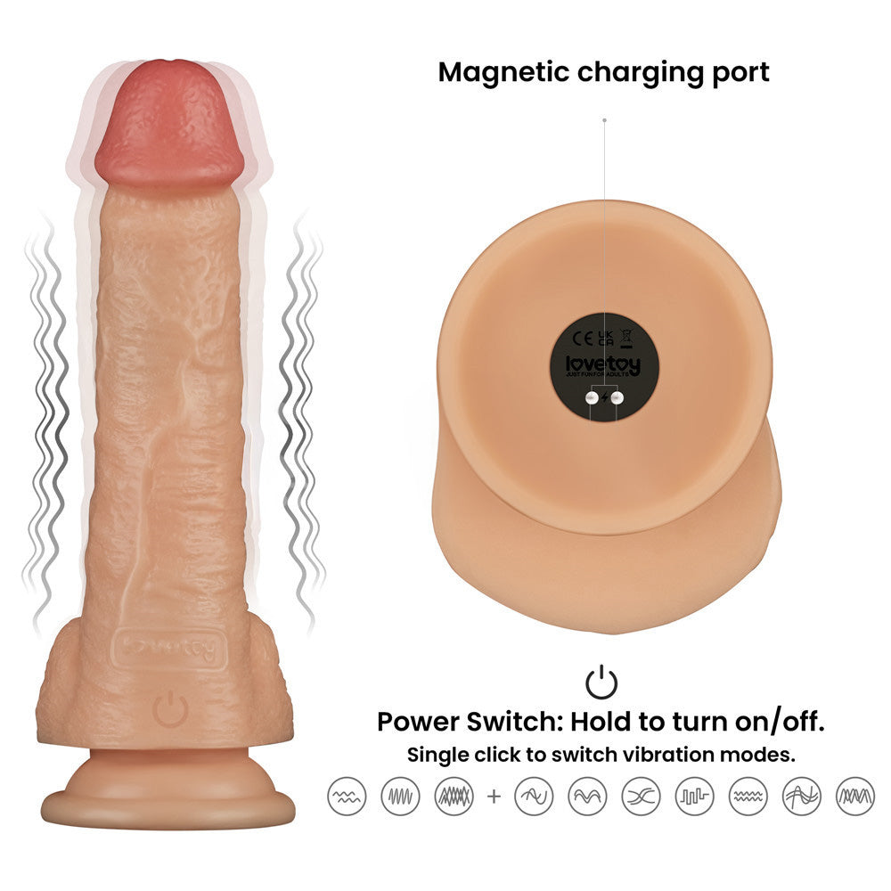 8 Inch Power Basics - Flesh 20 cm USB Rechargeable Vibrating Dong - LV111202