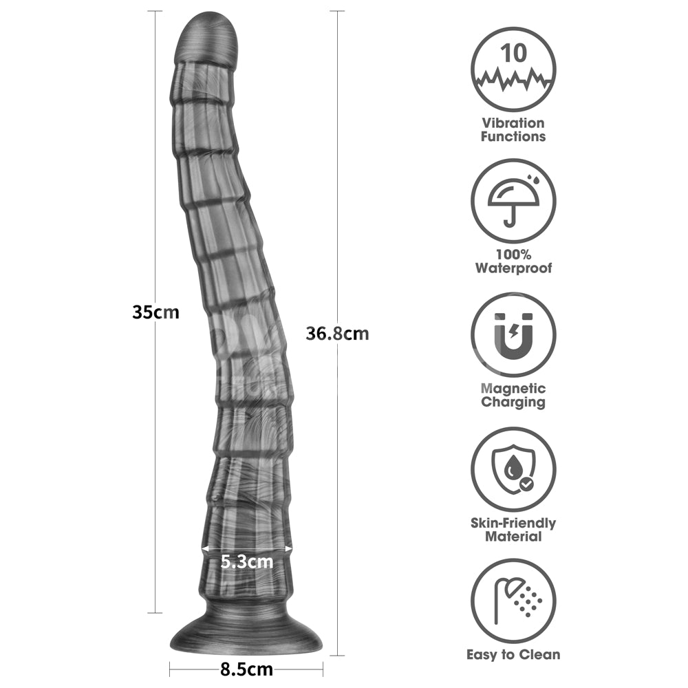 King Sized Vibrating Vibrax Slider - Grey 36.8 cm (14.5) USB Rechargeable Vibrating Dildo-LV121201