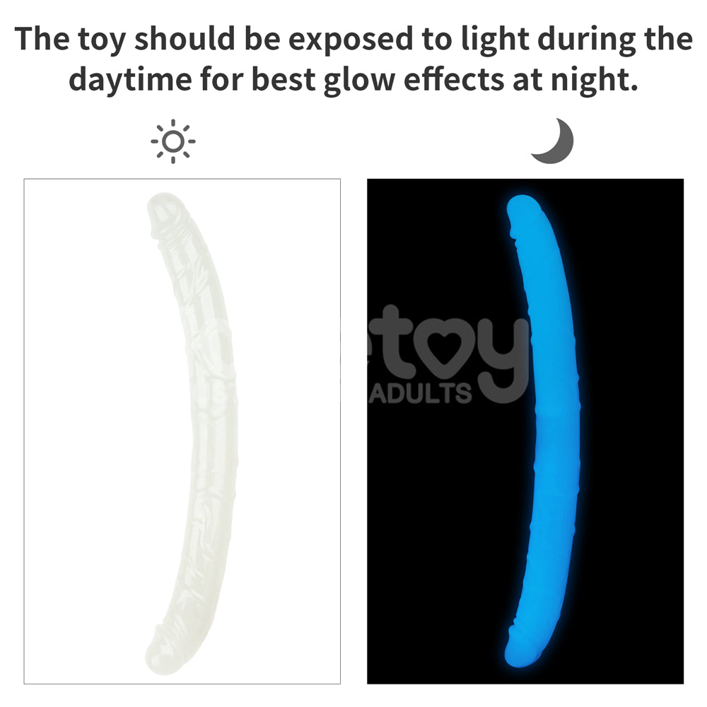 Lumino Play 18.5 Double Dildo - Glow in the Dark Blue 47 cm Double Dong-LV313012