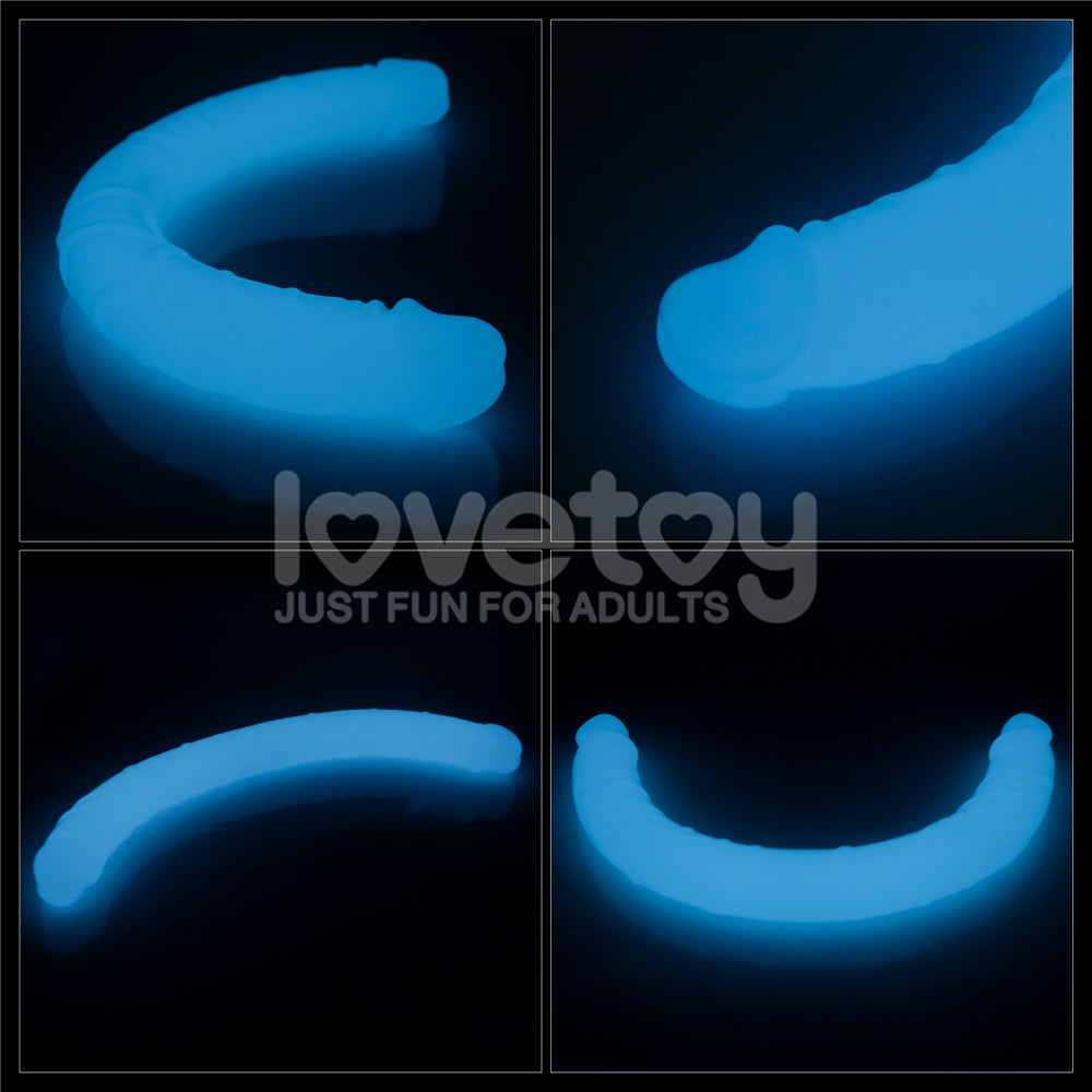 Lumino Play 18.5 Double Dildo - Glow in the Dark Blue 47 cm Double Dong-LV313012