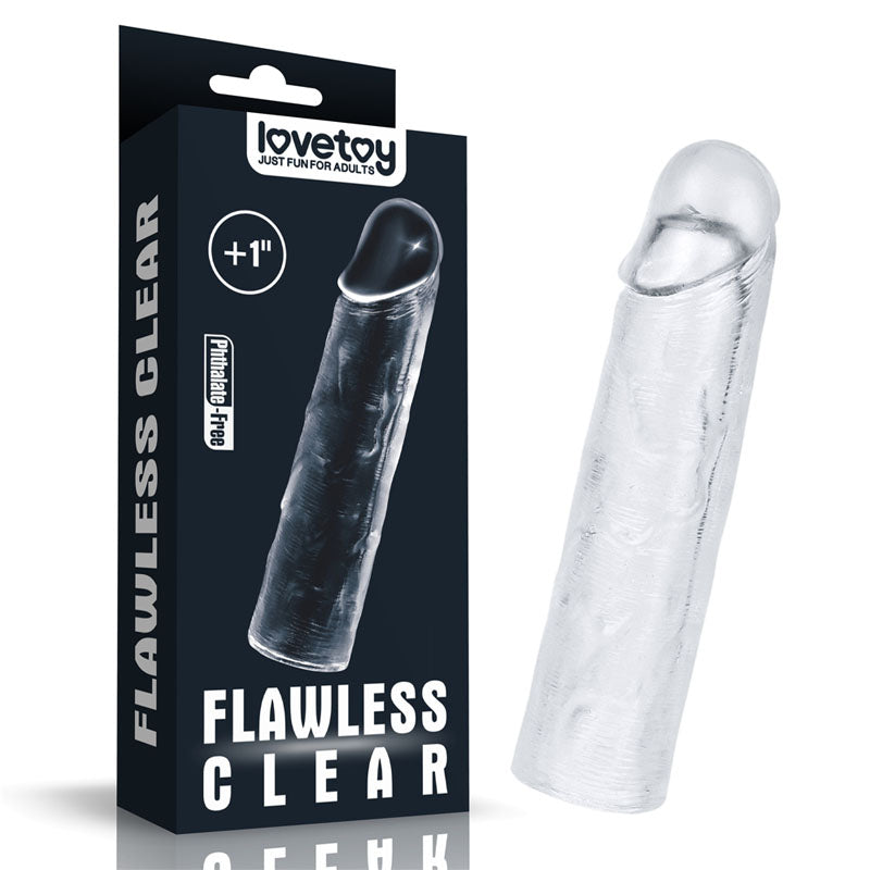 Flawless Clear Penis Sleeve 1 - Clear 2.5 cm Penis Extender Sleeve-LV314013