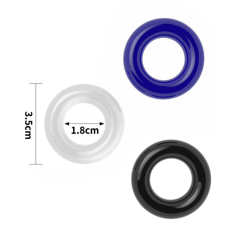 Power Plus Triple Donut Ring Set - Coloured Cock Rings - Set of 3-LV343001