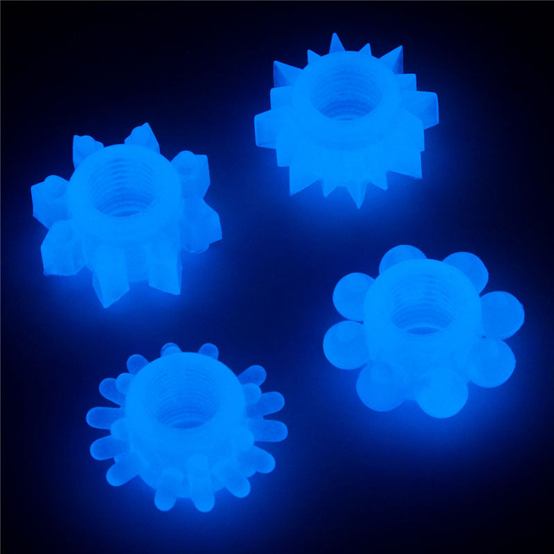 Lumino Play Penis Rings 4 Pack - Glow in the Dark Blue Cock Rings - Set of 4-LV343011