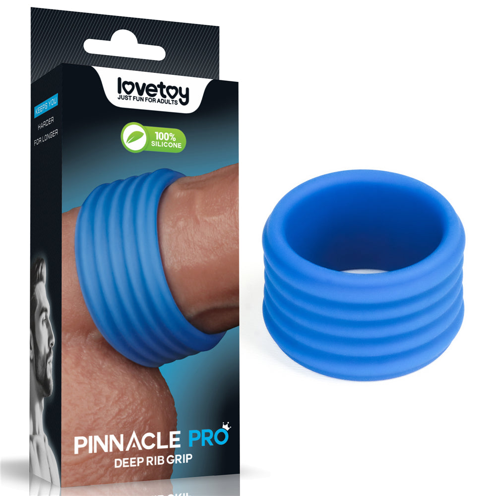 Pinnacle Pro Deep Rib Grip - Blue Cock Ring-LV443011