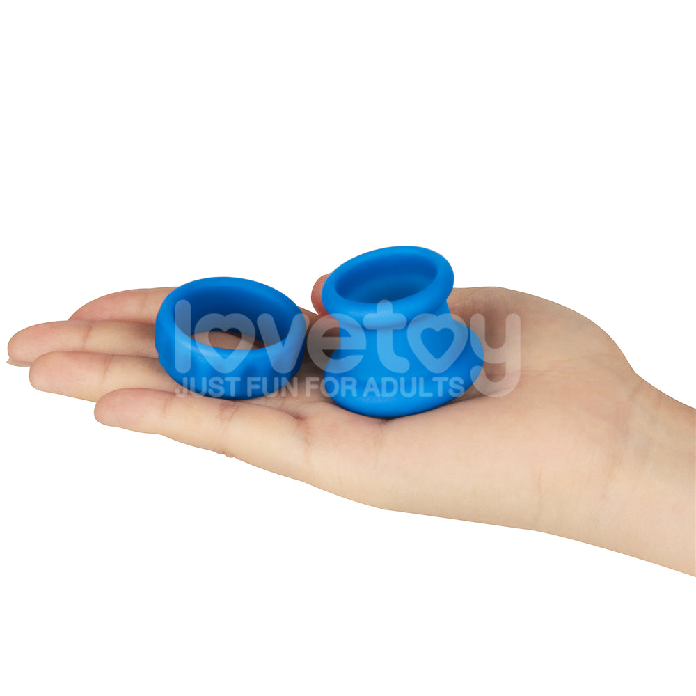 Pinnacle Pro Twin Flex - Blue Cock & Balls Rings-LV443014