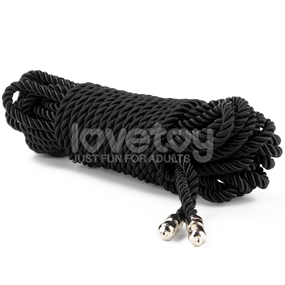 Rebellion Reign Silky Bondage Rope - Black - Black Bondage Rope - 10 metre length-LV761301