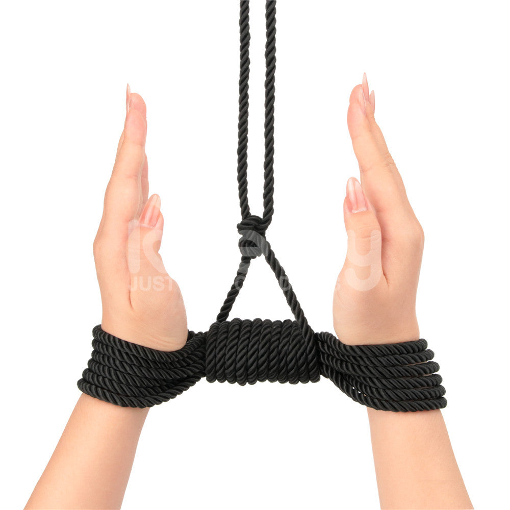 Rebellion Reign Silky Bondage Rope - Black - Black Bondage Rope - 10 metre length-LV761301